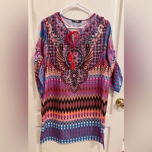 Colorful Patterned Midi Dress